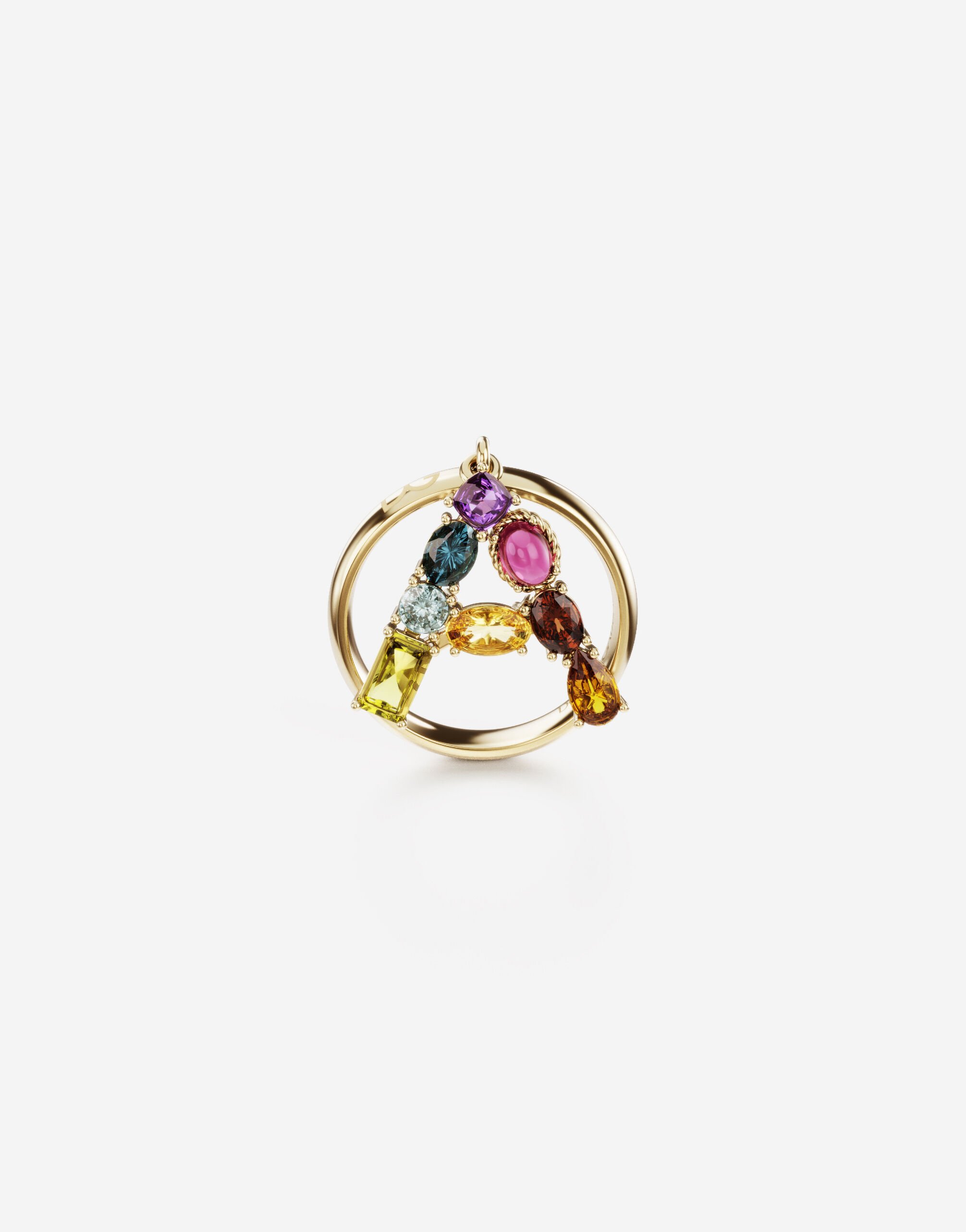 Dolce & Gabbana Rainbow alphabet A ring in yellow gold with multicolor fine gems White WRQA1GWSPBL