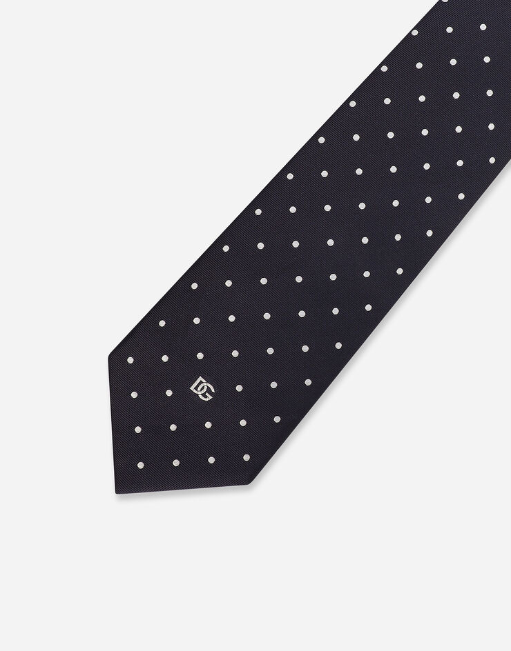 Dolce&Gabbana ربطة عنق بعرض 8 سم من حرير جاكار بشعار DG أزرق GT147EG0JQY