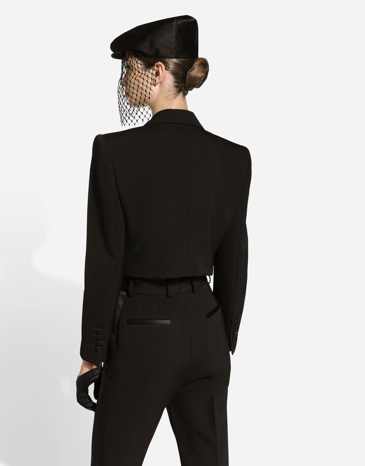 Dolce & Gabbana Short wool gabardine tuxedo jacket Black F299RTFU21E