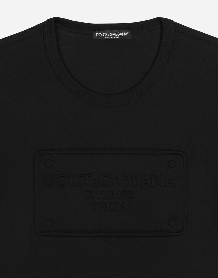 Dolce & Gabbana Cotton T-shirt with embossed logo Black G8KBAZG7C7U