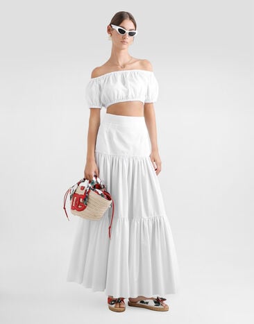 Dolce & Gabbana Haut en coton à encolure Bardot Blanc F755RTFU61A