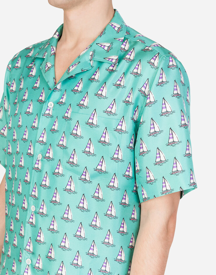 Dolce & Gabbana Hawaii shirt in sailboat print GREEN G5GX1THS187