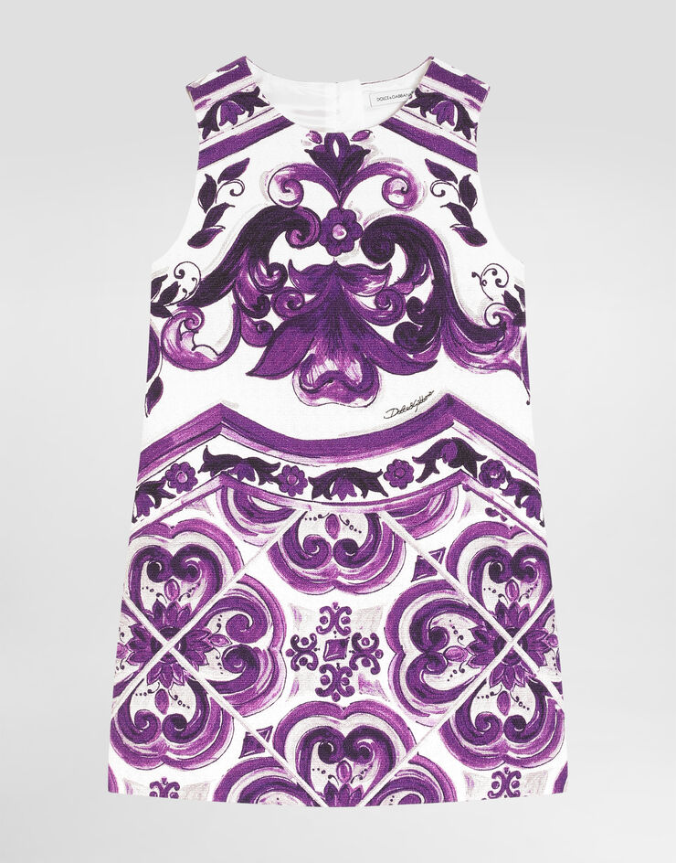 Dolce & Gabbana Majolica-print sleeveless mat dress Multicolor L54DH1FPFSO