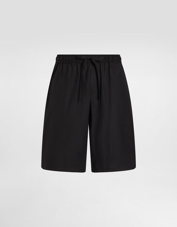 Dolce & Gabbana Bermudas de chándal en algodón con placa con logotipo Negro GV37ATGF855