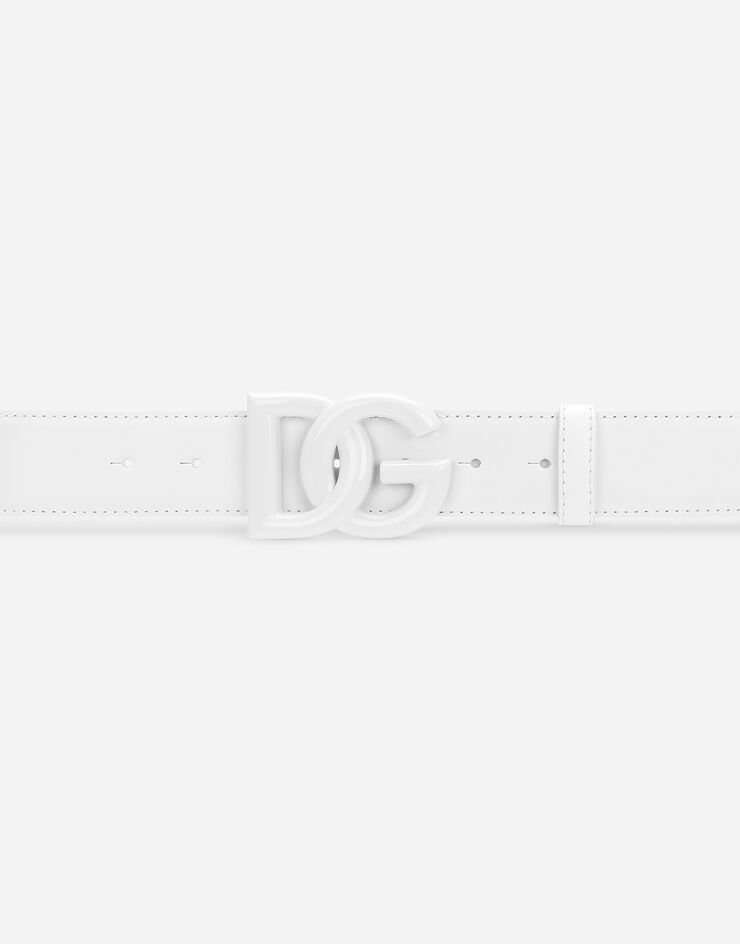 Dolce & Gabbana Cinturón de cuero con logotipo DG Blanco BE1578AQ069