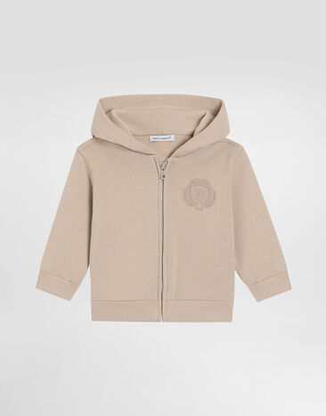 Dolce & Gabbana Embroidered hooded fleece Beige L1JWITG7PEQ