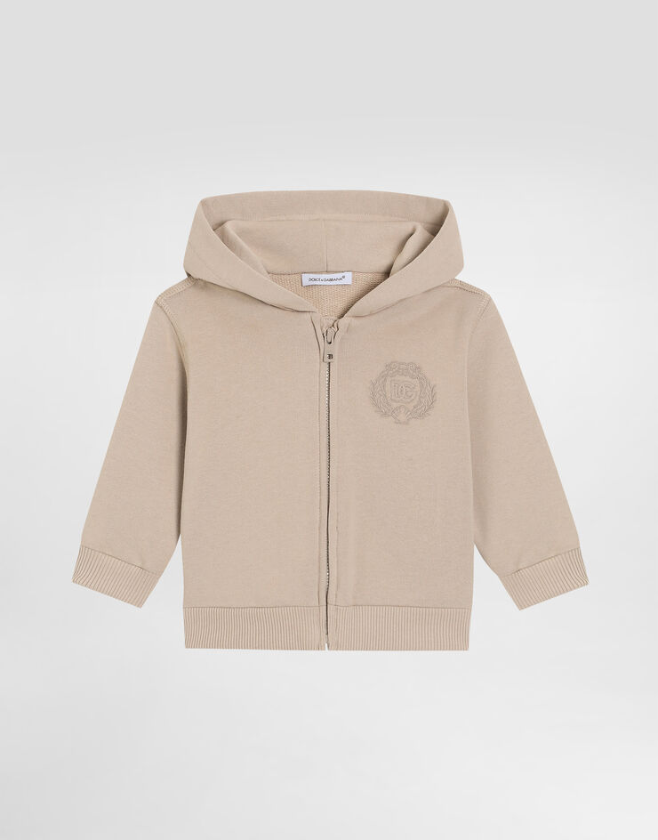 Dolce & Gabbana Embroidered hooded fleece Beige L1JWITG7PEQ