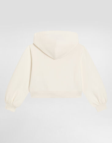 Dolce & Gabbana Sudadera con capucha con bordado DG y strass White L5JWCWG7PVI