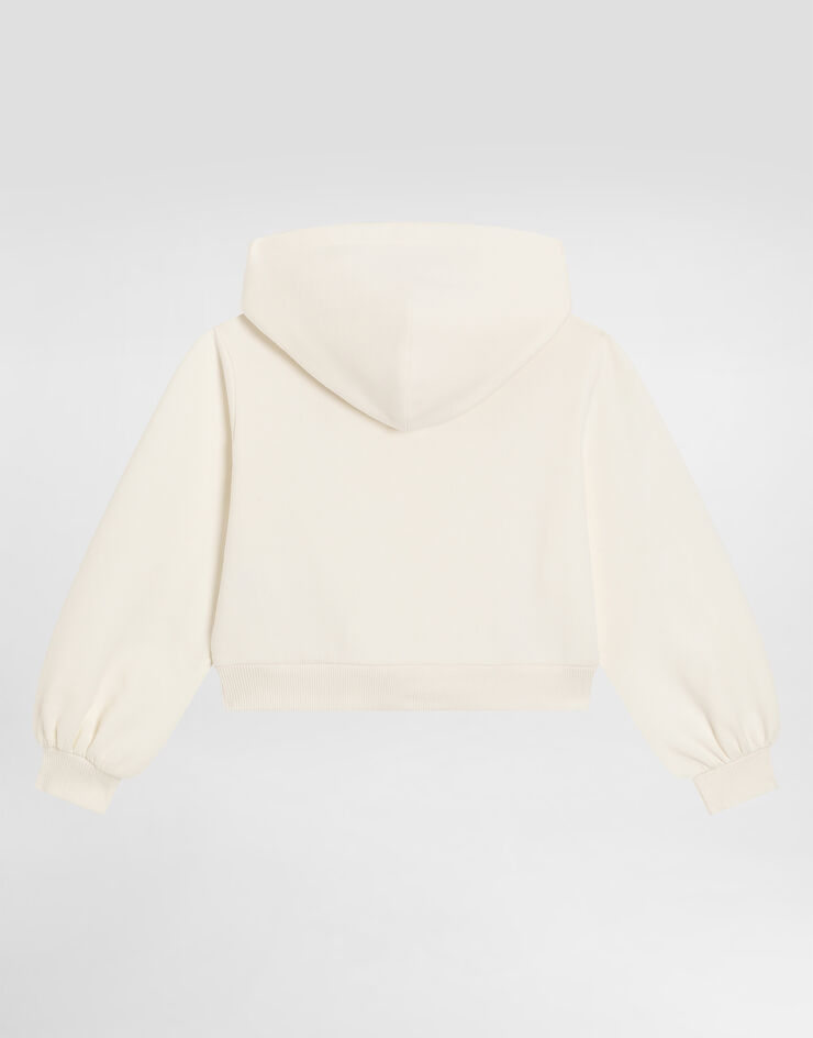 Dolce & Gabbana Hooded sweatshirt with DG embroidery and rhinestones White L5JWCWG7PVI