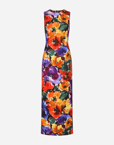 Dolce & Gabbana Robe longue en brocart à imprimé fleurs abstraites Imprimé F6FAITFSTBJ