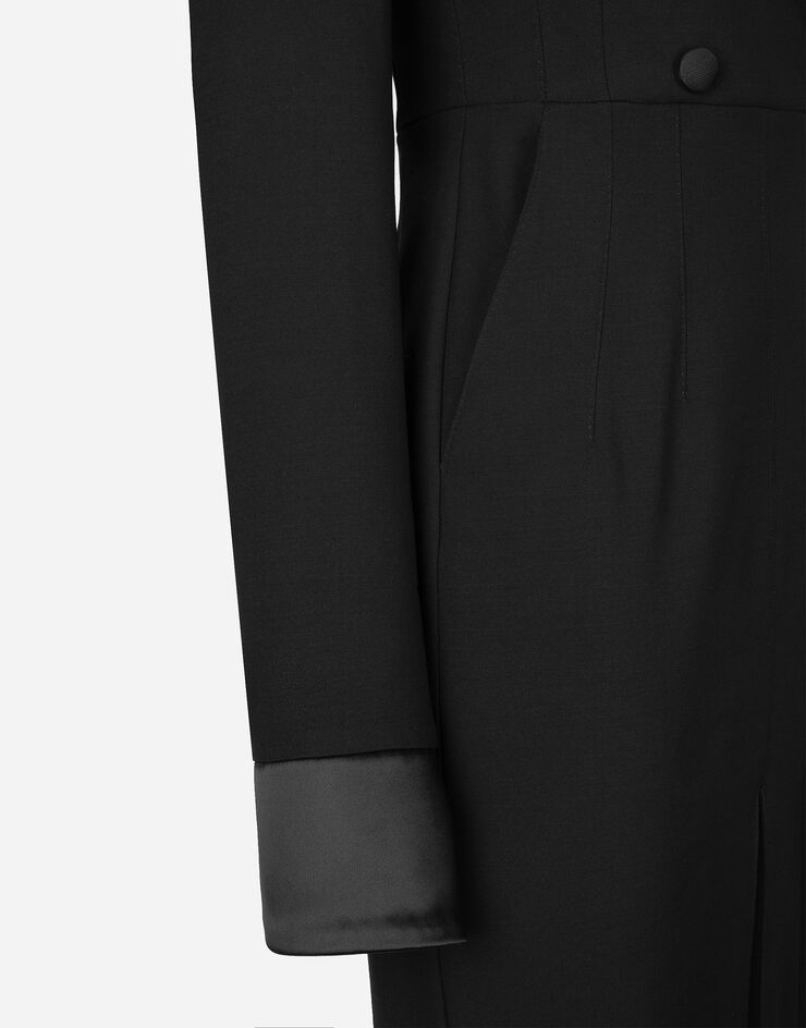 Dolce&Gabbana Woolen calf-length coat dress Black F6DDXTGDB0R