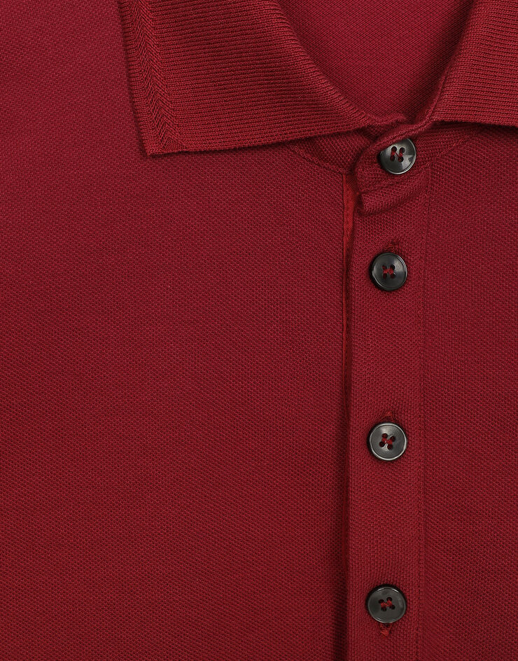 Dolce & Gabbana Cotton piqué polo-shirt with embroidery Bordeaux G8LZ1ZG7WUR