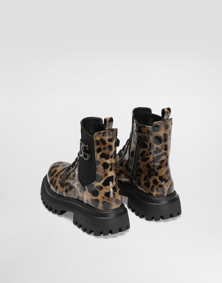 Dolce & Gabbana Stivaletto in pelle di vitello lucida stampata Stampa D11360AM568