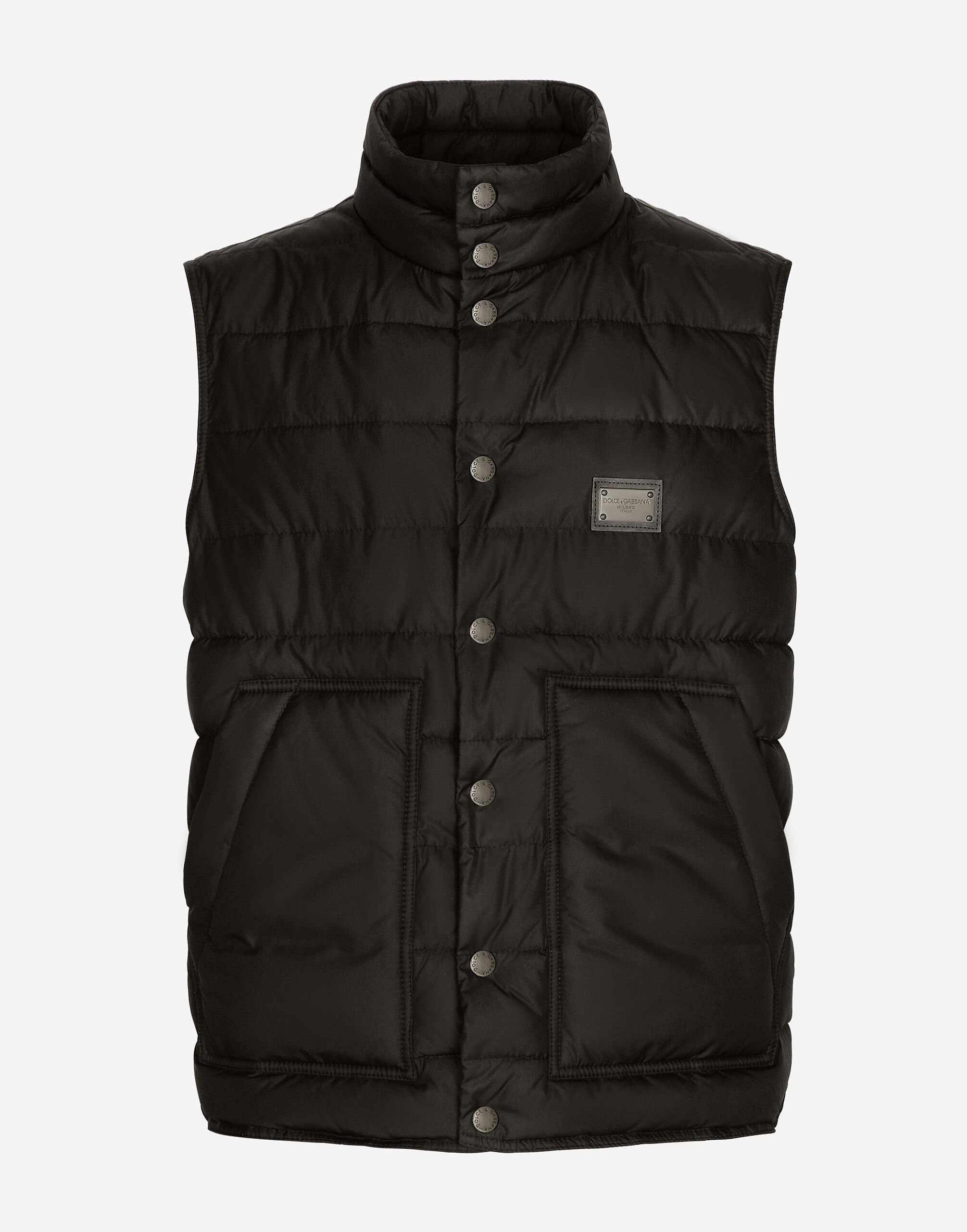 Dolce & Gabbana Nylon vest with branded tag Black G036CTFUSXS