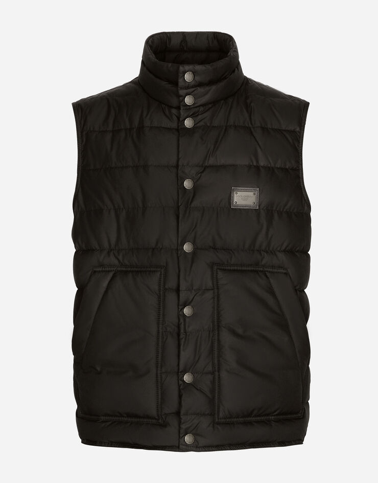 Dolce&Gabbana Nylon vest with branded tag Black G9AOJTGG781