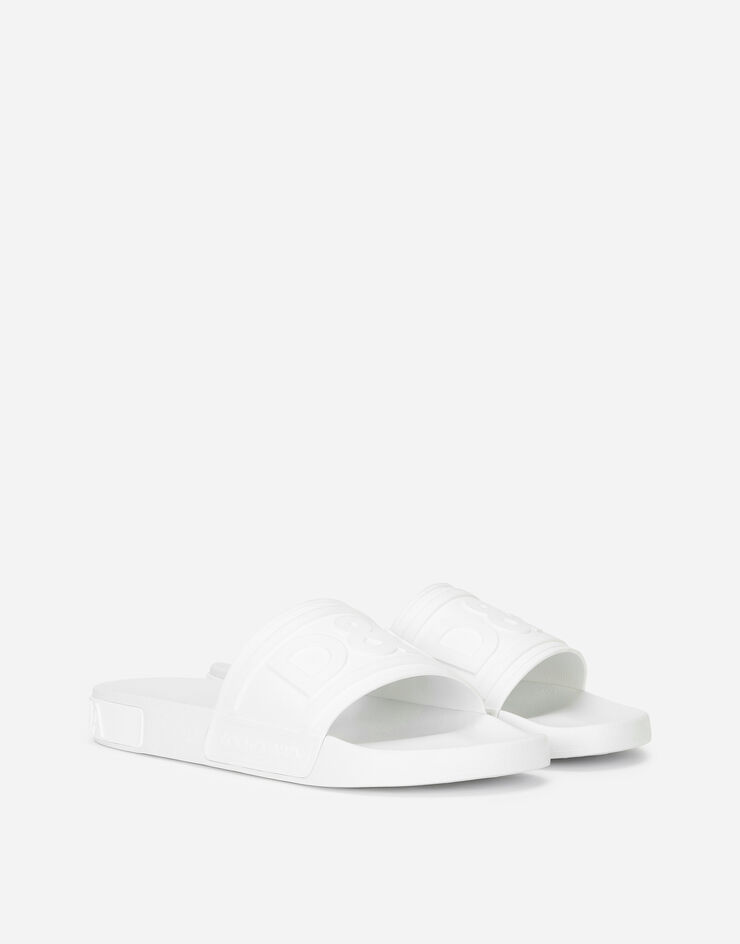 Dolce & Gabbana Rubber beachwear slides with DG logo WHITE CS1786AX389