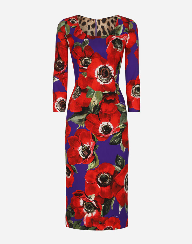 Dolce & Gabbana 아네모네 프린트 샤르뫼즈 시스 드레스 인쇄 F6AWGTFSA55