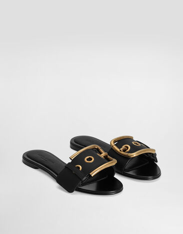 Dolce & Gabbana Mules plates en cuir de vachette Black CQ0672AY960