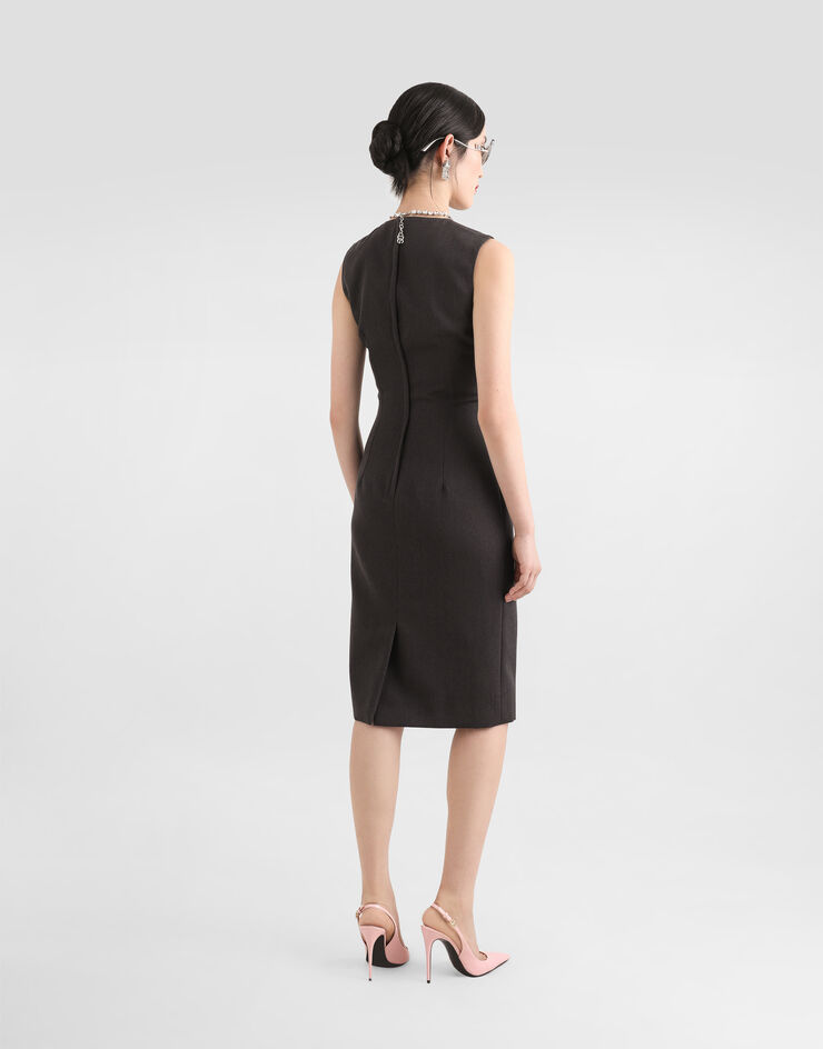 Dolce & Gabbana Longuette-Schlauchkleid aus Wollstoff Grau F6TKATFU287