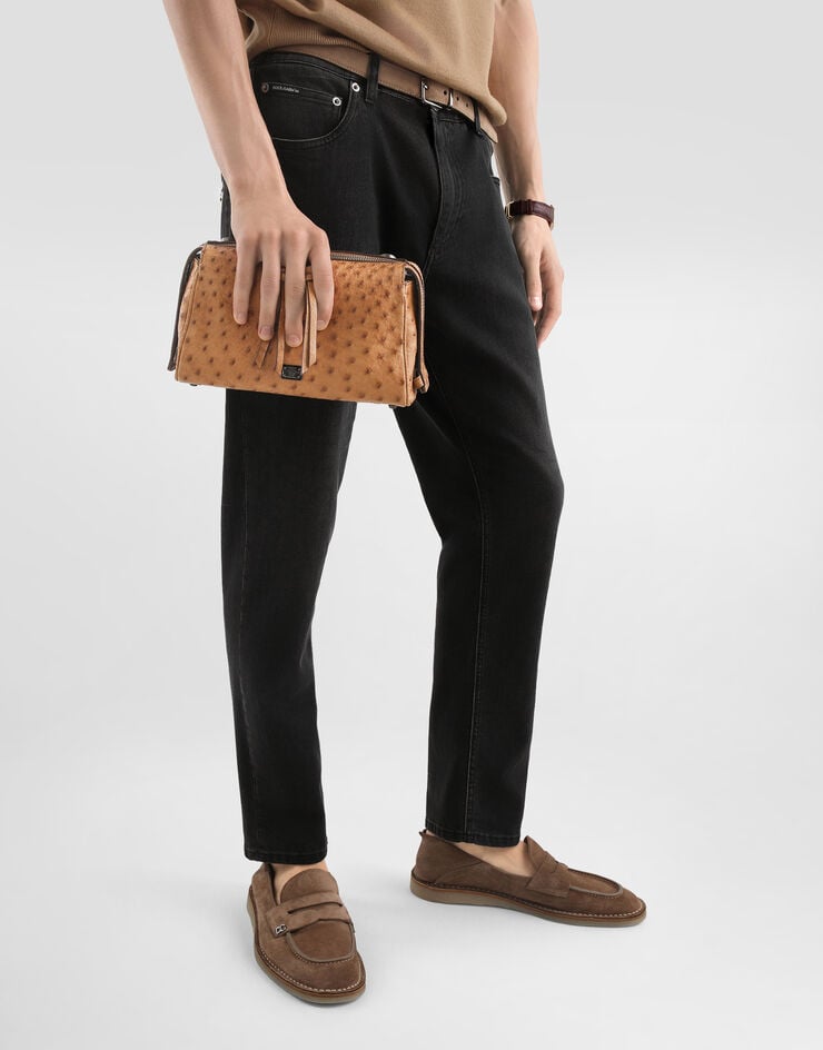 Dolce & Gabbana Vittoria ostrich leather bag Beige BM2049A8B06