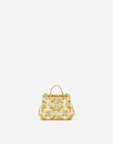 Dolce & Gabbana Bolso Sicily en piel de becerro brillante con estampado Maiolica amarillo Amarillo EB0252A7131