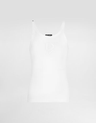 Dolce & Gabbana Fine-rib slim-fit singlet with embroidery White G8PA8ZG7N4G