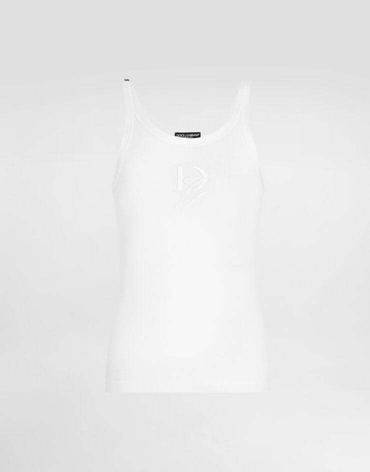 Dolce & Gabbana Fine-rib slim-fit singlet with embroidery White G8PA8ZG7N4G