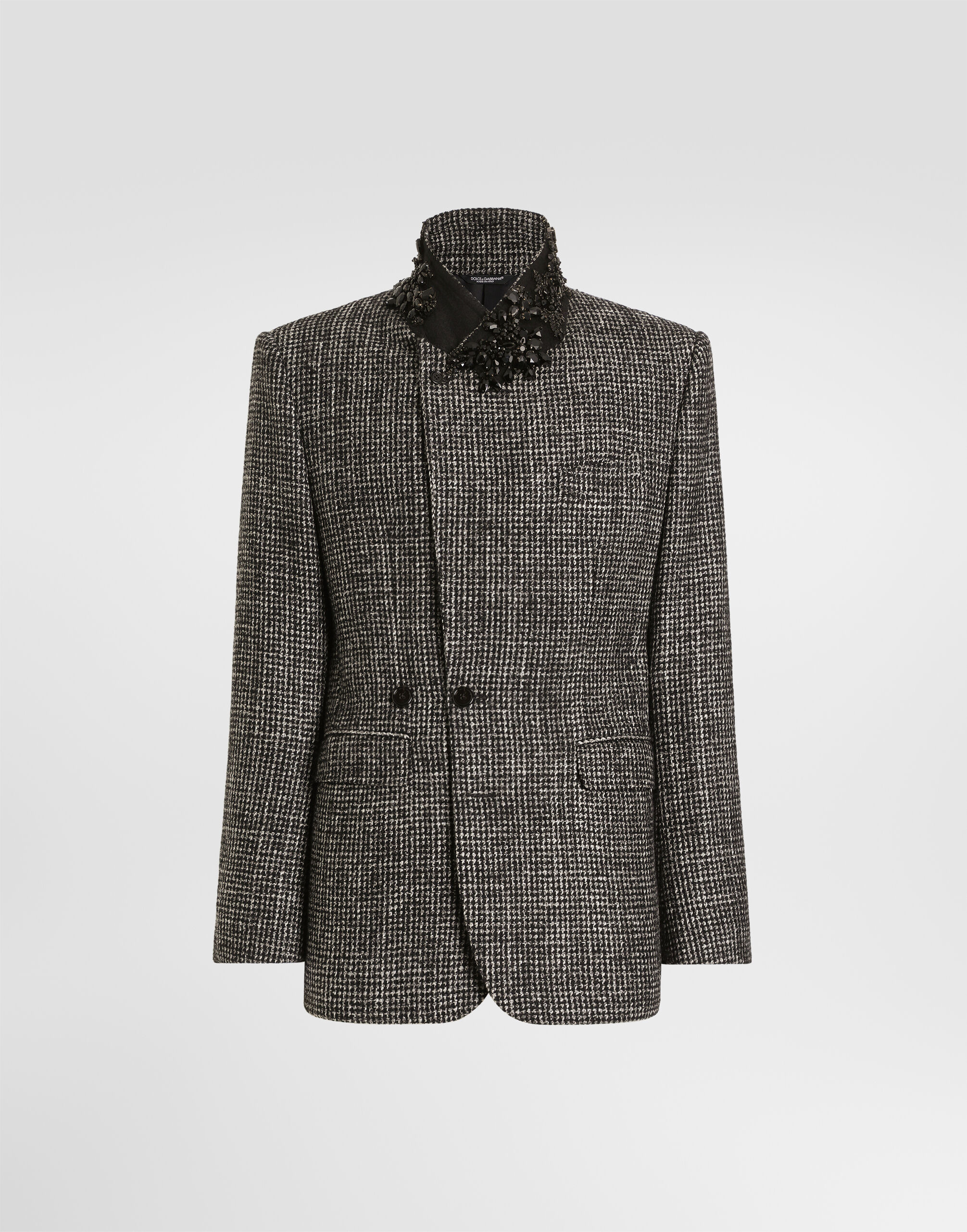 Sinatra single-breasted jacket in wool mouliné houndstooth
