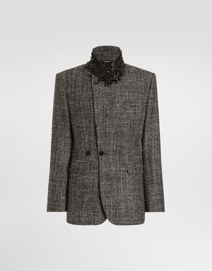 Dolce & Gabbana Sinatra single-breasted jacket in wool mouliné houndstooth Dolce & Gabbana Sinatra single-breasted jacket in wool mouliné houndstooth Multicolor G2VU1ZFMZAY