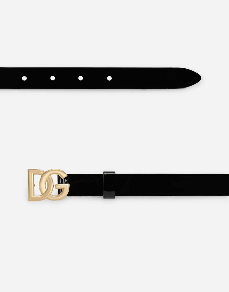 Dolce & Gabbana Patent leather belt with DG logo Nero EE0062A1471