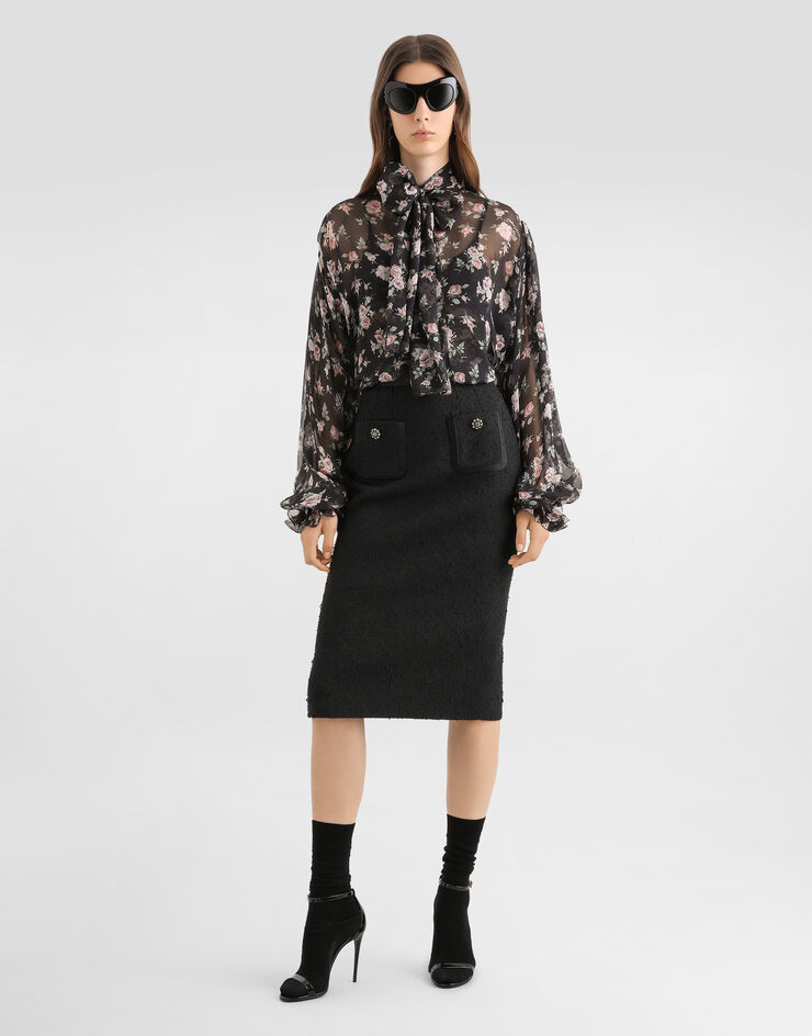 Dolce & Gabbana Jupe droite en natté Rachel Noir F4DB9ZHUMWJ