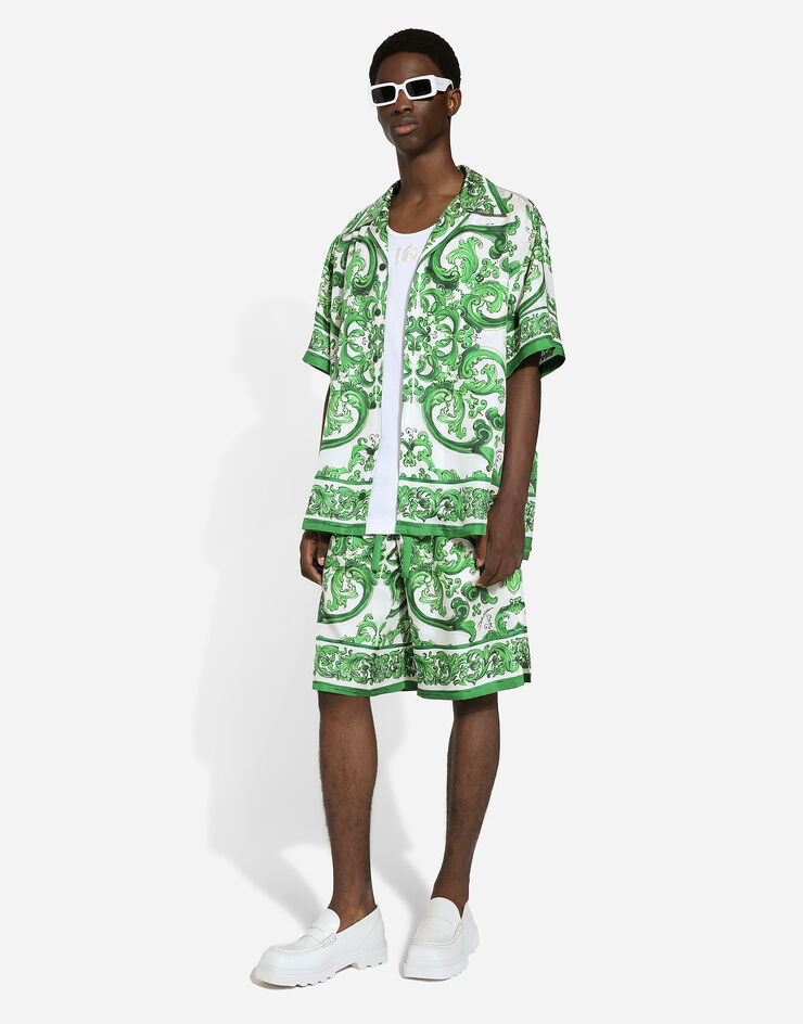 Dolce & Gabbana Silk twill Hawaiian shirt with majolica print Print G5JH9THI1S6