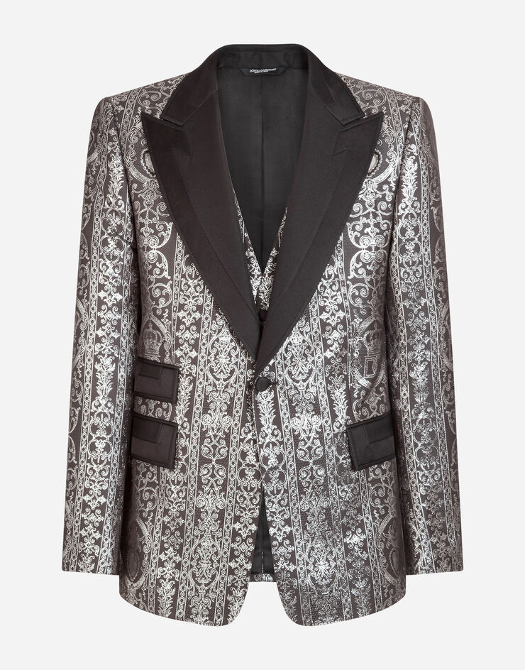 Dolce & Gabbana Casino-fit tuxedo jacket with gros-grain details MULTICOLORE G2MQ2THJMFK