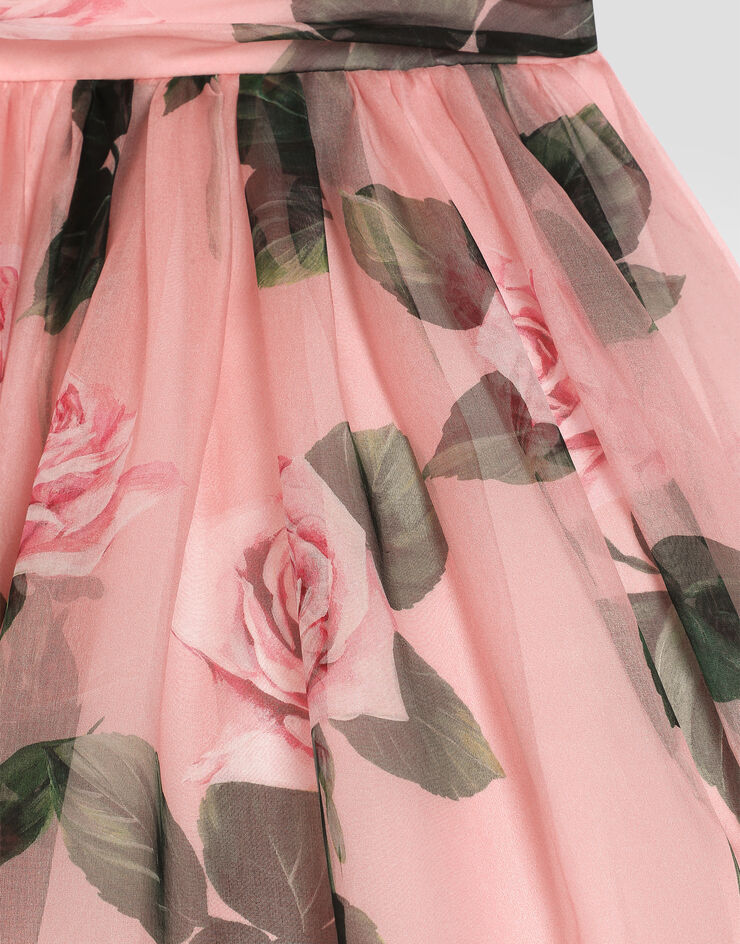 Dolce & Gabbana Vestido de organza con estampado de rosas Imprima L54DF2IS1YB