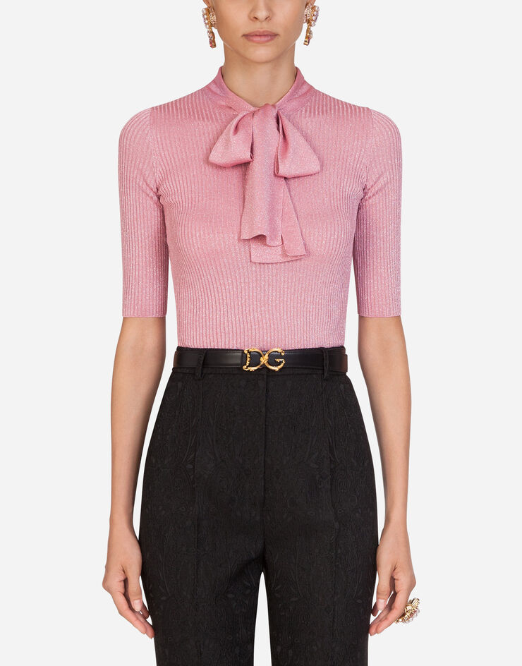 Dolce & Gabbana SERAFINO SWEATER WITH BOW IN BOW PINK FX668TJAIDM