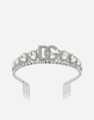 Dolce&Gabbana Diadem with crystal embellishment and DG logo Silver WHP6S1W1111