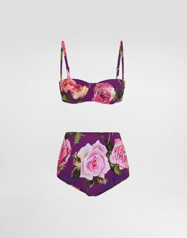 Dolce & Gabbana Rose-print balconette bikini top and high-waisted bottoms Print O8A54JFSG9R