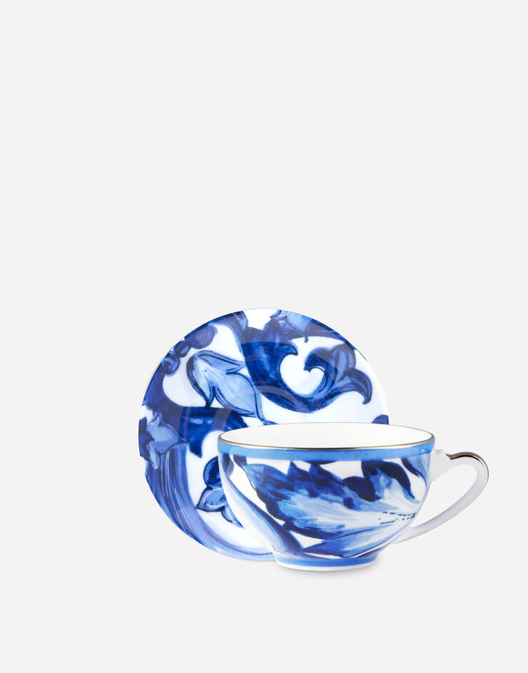 Dolce & Gabbana Tasse à Thé avec Soucoupe en Porcelaine Multicolore TC0102TCA41