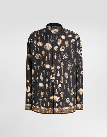 Dolce & Gabbana Shell-print oversized linen canvas shirt Multicolor G5NK0TFP4NS