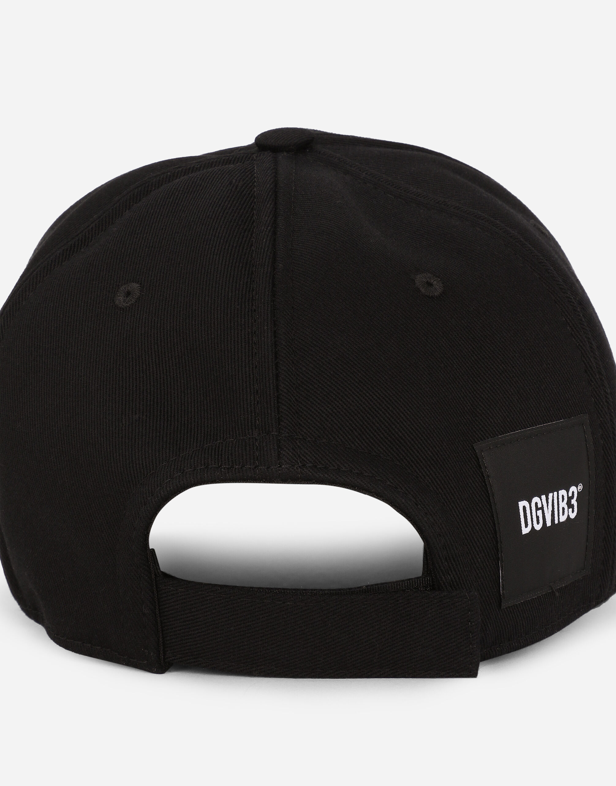 Cotton drill baseball cap with DGVIB3 embroidery in Black for Men