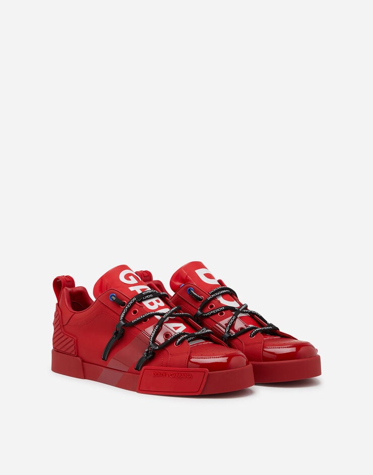 Dolce & Gabbana Sneakers Portofino en cuir de veau et verni Rouge CS1783AJ986