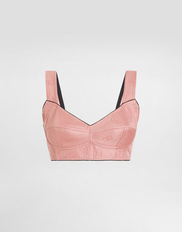 Dolce & Gabbana Quilted jacquard bralette top with DG logo Pink F7Y28THJMQN