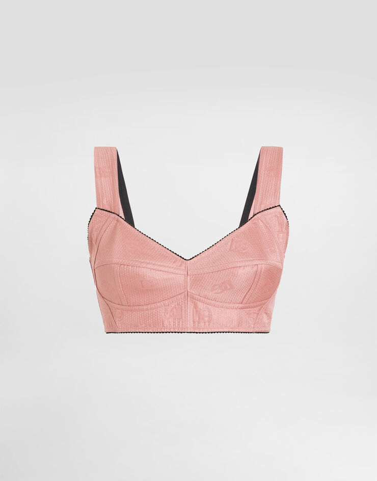 Dolce & Gabbana Quilted jacquard bralette top with DG logo Pink F7Y28THJMQN