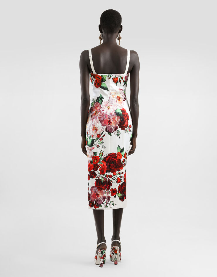 Dolce & Gabbana Abito longuette strapless in raso stampa Rose Dolce & Gabbana Abito longuette strapless in raso stampa Rose Stampa F6TURTFSIB4