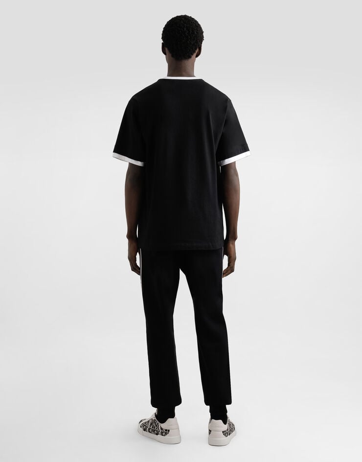 Dolce & Gabbana Jersey trousers with print and embroidery Black GVS2HZG7NON