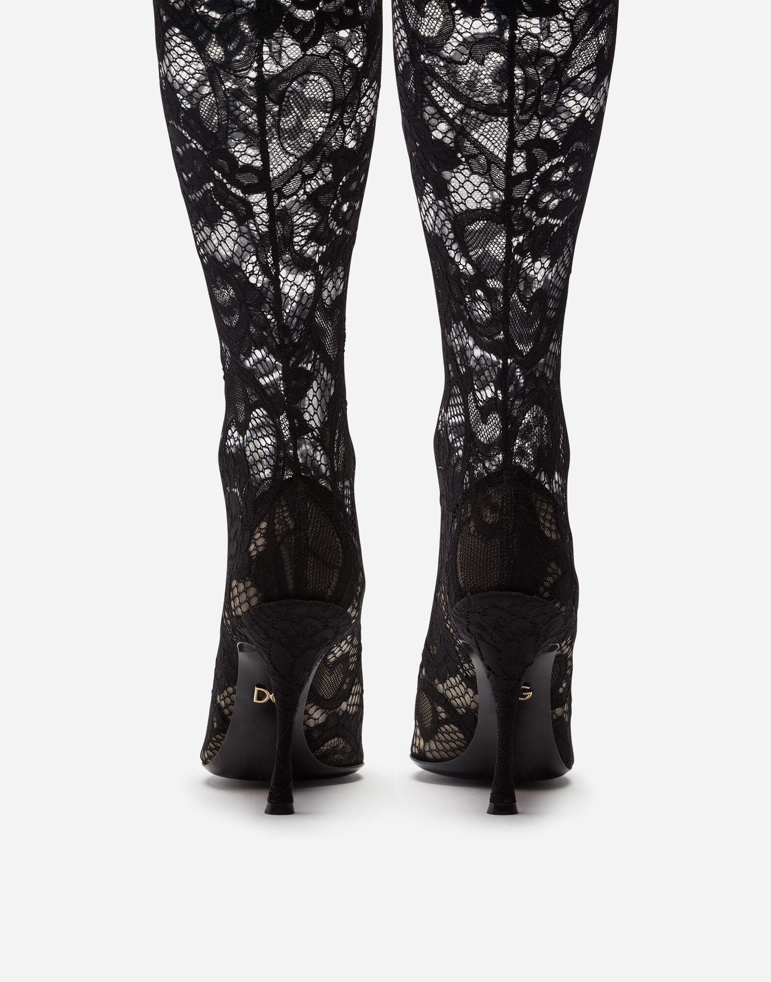 UNDER THE KNEE BOOTS IN STRETCH LACE