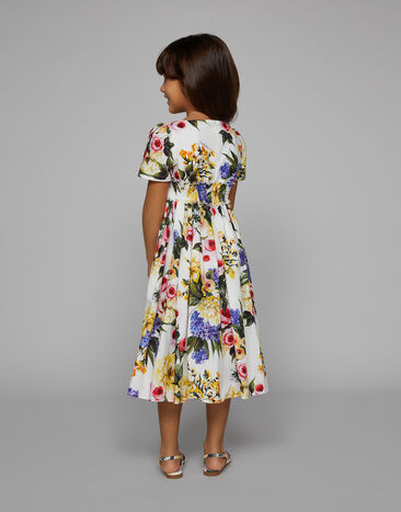 Dolce & Gabbana Kleid aus Popeline Garten-Print Drucken L53DU2HS5Q5