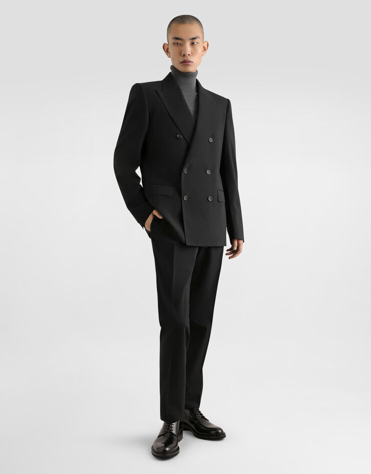 Dolce&Gabbana Double-breasted stretch wool Sicilia-fit suit Black GKPRMTFUBF2