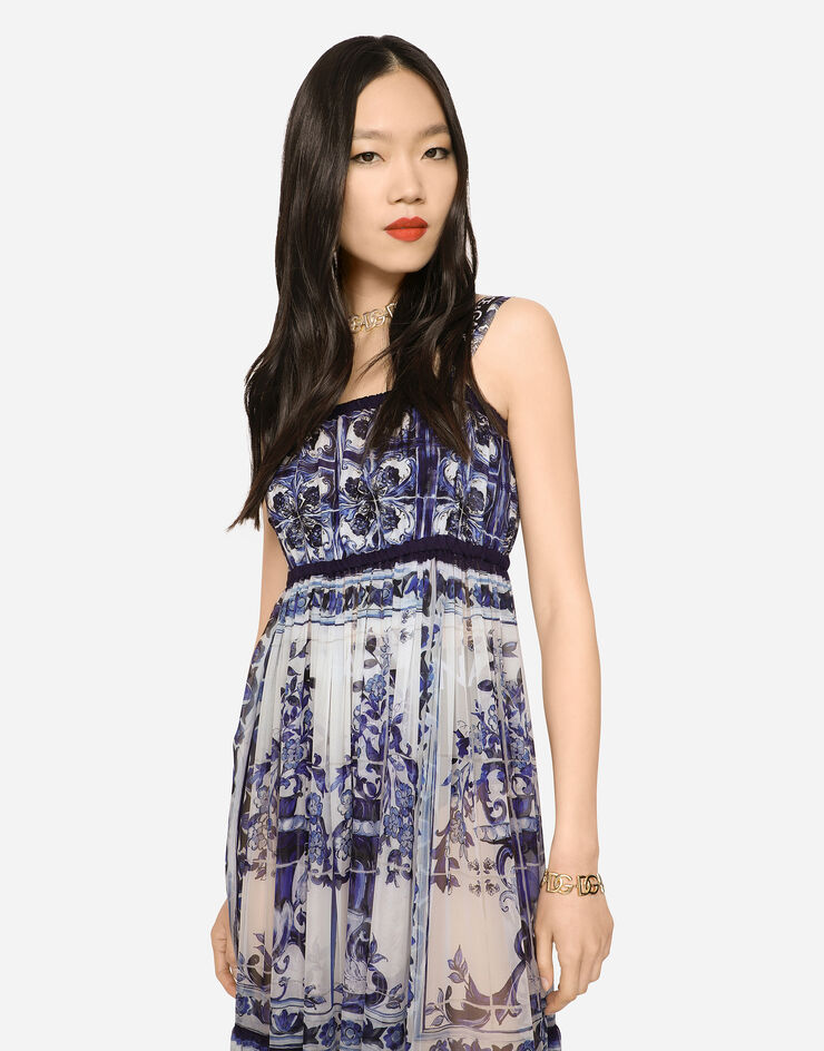 Dolce & Gabbana Majolica-print chiffon dress Multicolor F6K6ATHI1BW