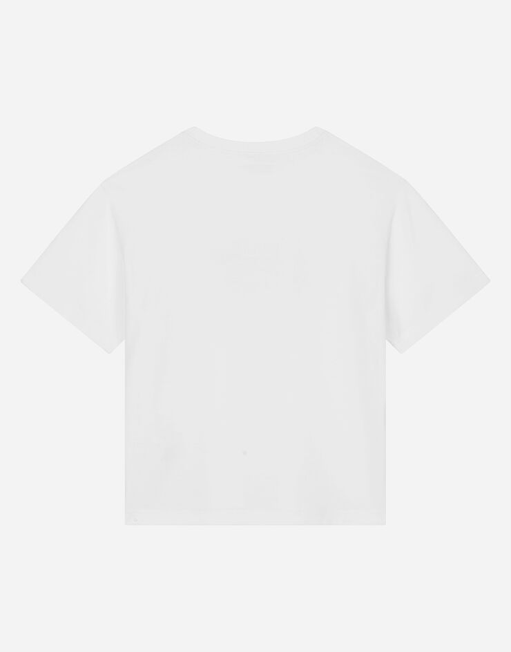 DolceGabbanaSpa Short-sleeved jersey T-shirt with Carretto-print DG logo Red L4JTEYG7KXU